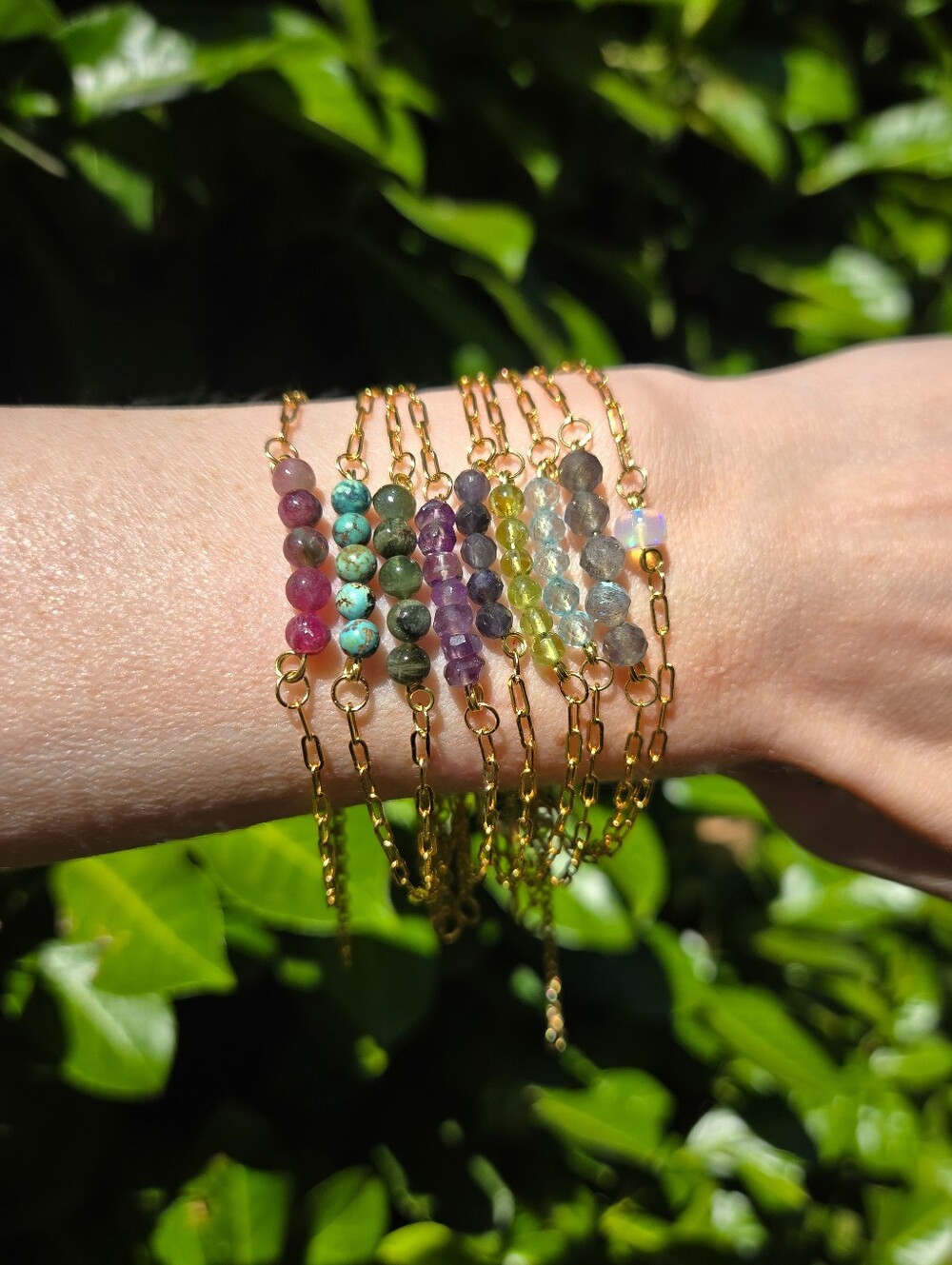 NWT Peridot 24k Gold-Plated Dainty Paperclip Bracelet